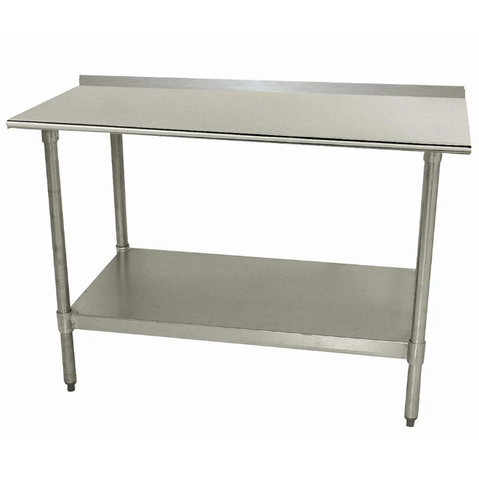 Advance Tabco TTF-304 48" 18 ga Work Table w/ Undershelf & 430 Series Stainless Top, 1 1/2" Backsplash