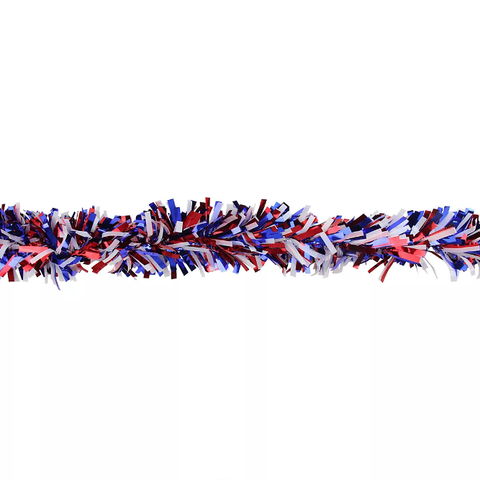 Northlight 12' x 4" Wide-Cut Patriotic Christmas Garland - Red and Blue