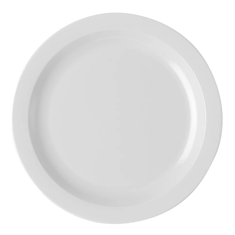 Cambro 10CWNR148 10" Plastic Dinner Plate, White. Case of 48