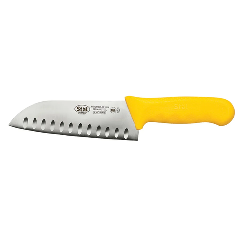 Winco KWP-70Y 7" Santoku Knife w/ High Carbon Steel Blade & Yellow Poly Handle