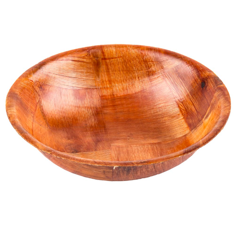Tablecraft 206 6" Woven Wood Salad Bowl, Mahogany, Round Bottom, 4 Ply