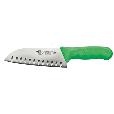 Winco KWP-70G 7" Santoku Knife w/ High Carbon Steel Blade & Green Poly Handle