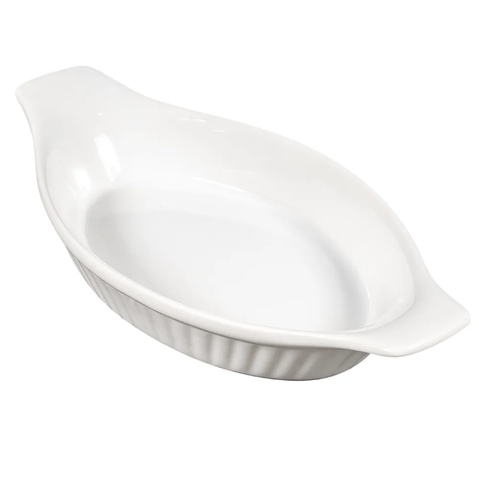 Browne 564011 8 oz. Porcelain, Oval, Lasagna Baking Dish, White