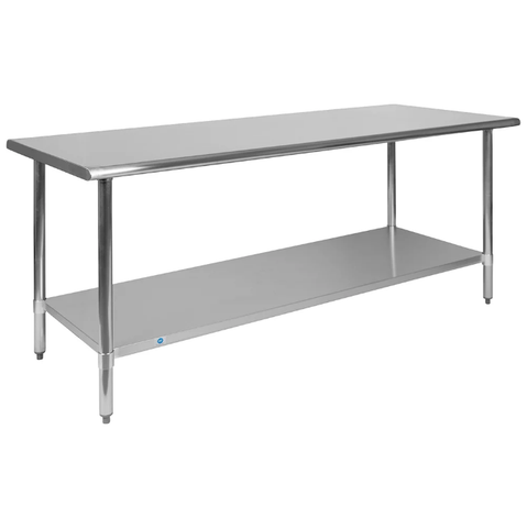 Flash Furniture NH-WT-3072-GG 72" 18 ga Work Table w/ Undershelf & Stainless Flat Top