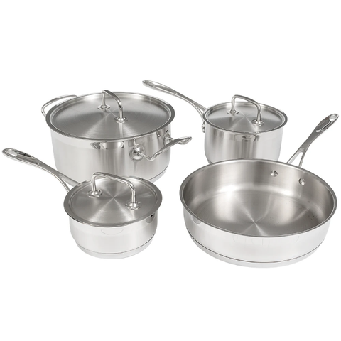 Winco SPC-7H 7 Piece Cookware Set: 1 & 2 qt Sauce Pans, 4 1/2 qt Dutch Oven & 10" Saute Pan