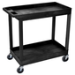 Luxor Furniture EC11-B 2 Level Polymer Utility Cart w/ 400 lb Capacity, Raised Ledges