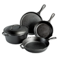 Lodge L5HS3 5 Piece Cast Iron Cooking Set w/ Griddle, 2 Skillets, Dutch Oven & Cover