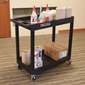 Luxor Furniture EC11-B 2 Level Polymer Utility Cart w/ 400 lb Capacity, Raised Ledges