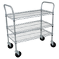 StoreIt SI-UC-3-3618-CH 3 Level Wire Utility Cart w/ 600 lb Capacity - Flat Ledges, Chrome