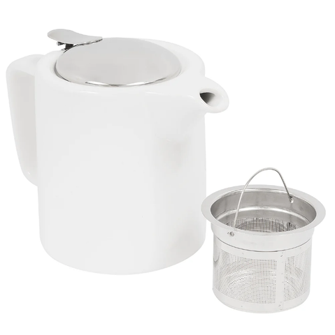 Service Ideas TPCW16WH 16 oz Washington-Style Teapot w/ Lid & Infuser Basket, White