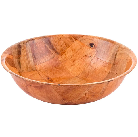 Tablecraft 210 10" Woven Wood Salad Bowl, Mahogany, Round Bottom, 4 Ply. 1 Dozen