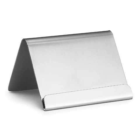 Tablecraft B17 Stainless Steel Card Holder w/ Lip, 2 1/2 x 2 x 2"