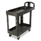 Rubbermaid FG450088BLA 2 Level Polymer Utility Cart w/ 500 lb Capacity, Raised Ledges