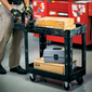 Rubbermaid FG450088BLA 2 Level Polymer Utility Cart w/ 500 lb Capacity, Raised Ledges