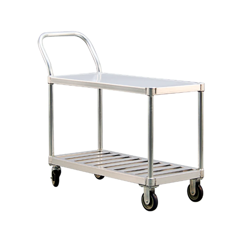 New Age 1416 2 Level Aluminum Utility Cart w/ 800 lb Capacity, Flat Ledges