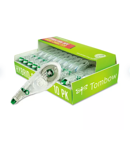 Tombow® MONO Hybrid Style Correction Tape, 1/6" x 394", Non-Refillable, 10pk.
