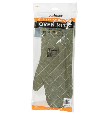 Winco OMF-17 17" Conventional Oven Mitt - Cotton, Green
