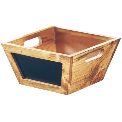 Cal-Mil 3593-10-99 10" Square Bowl w/ Chalkboard Sign, Wood