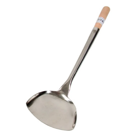 Town 33971 Stainless Wok Shovel - 19 1/2" x 4 1/4" x 4 3/4", Wood Handle