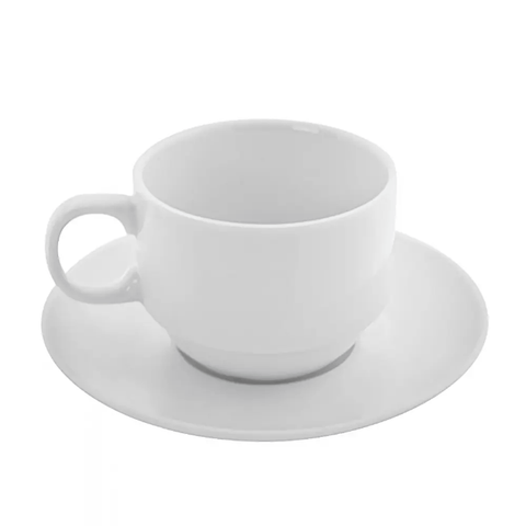 10 Strawberry Street BISTRO-10 6 oz Bistro Cup and Saucer Set - Porcelain, White. Case of 24