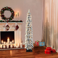 Puleo International 5' Flocked Pencil Alpine Pre-Lit Tree with 70 ct. Lights