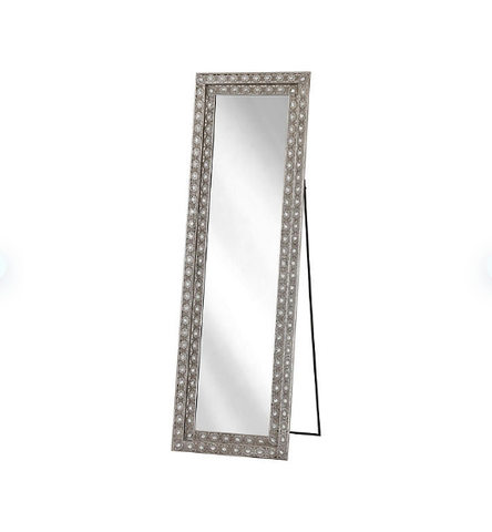 Melanie Floor Mirror With Stand And Rhinestone Accent