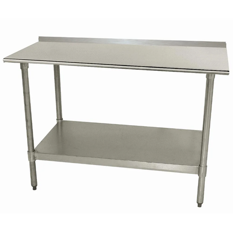 Advance Tabco TTF-303 36" 18 ga Work Table w/ Undershelf & 430 Series Stainless Top, 1 1/2" Backsplash