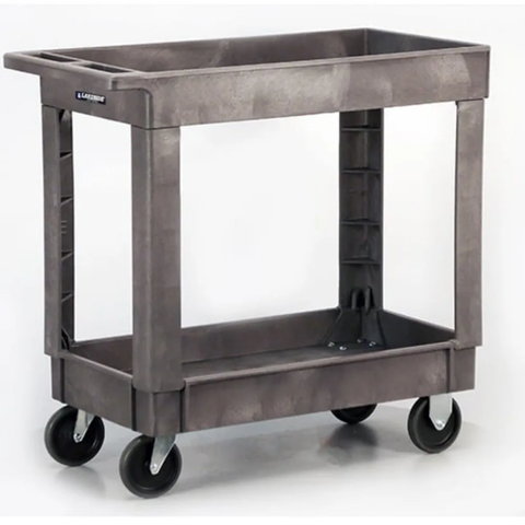 Lakeside 2521 2 Level Plastic Utility Cart w/ 500 lb Capacity - Raised Ledges, Gray