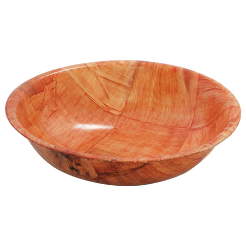 Tablecraft 216 16" Woven Wood Salad Bowl, Mahogany Round Bottom, 5 Ply