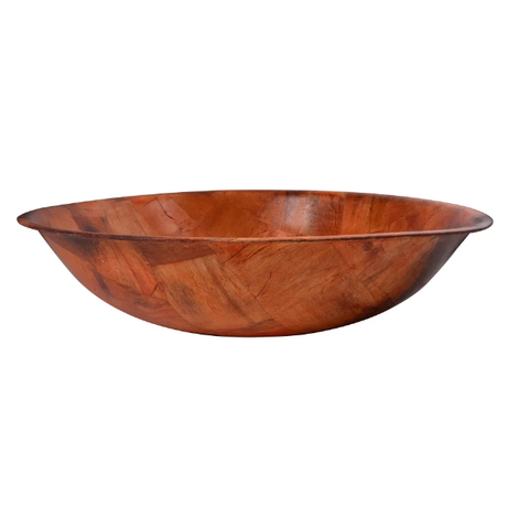 Tablecraft 218W 18" Woven Wood Salad Bowl, Mahogany, Round Bottom, 5 Ply