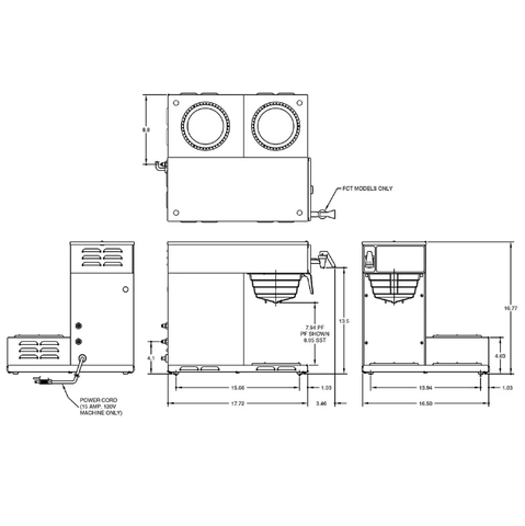 Bunn AXIOM-15-3 AXIOM® Medium Volume Decanter Coffee Maker - Automatic, 4 1/5 gal/hr, 120v (38700.0002)