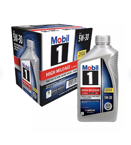 Mobil 1 5W-30 High Mileage Advanced Full Synthetic Motor Oil (6 pack, 1-quart bottles)