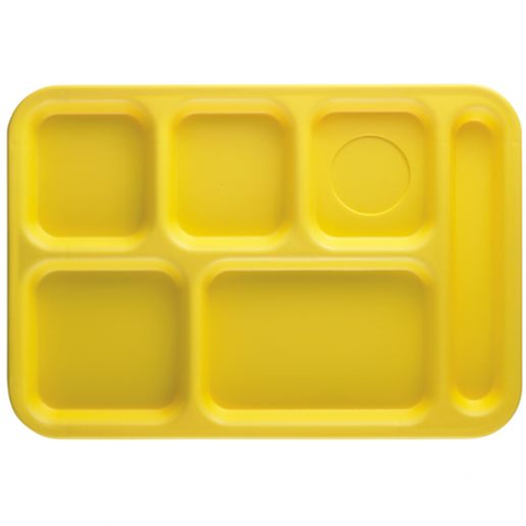 Cambro PS1014437 Green 10 Inch x 14 1/2 Inch 6-Compartment Rectangular Co-Polymer Penny-Saver School Tray