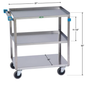 Lakeside 422 3 Level Stainless Utility Cart w/ 500 lb Capacity, Raised Ledges