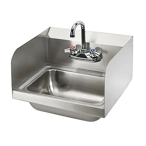 Splash HS-GF-SS-14-10-5 Wall Mount Commercial Hand Sink w/ 13 3/4"L x 9 7/8"W x 5 3/8"D Bowl, Side Splashes