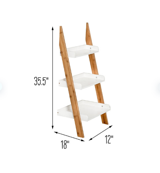 HoneyCanDo Natural and White 3Tier Ladder Shelf Openbax
