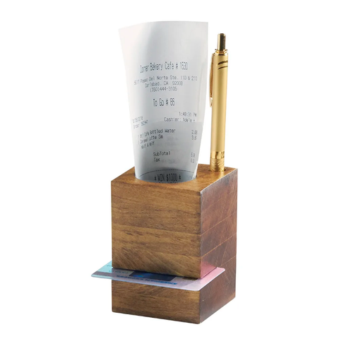 Cal-Mil 3734-99 3 Section Guest Check Holder - 2 3/4"L x 2 3/4"W x 4"H, Rustic Pine