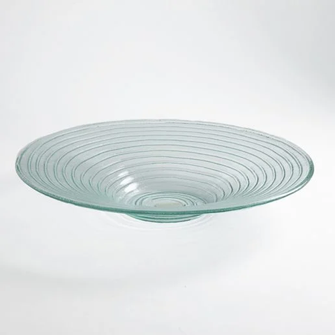 American Metalcraft GBG19 Green 128 oz 18 Inch Diameter Round Glacier Collection Swirled Recycled Glass Bowl