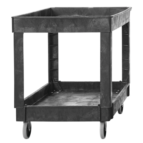 Rubbermaid FG9T6700BLA 2 Level Polymer Utility Cart w/ 500 lb Capacity, Raised Ledges