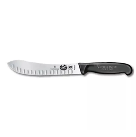 Victorinox - Swiss Army 5.7423.20-X1 Granton Edge Butcher Knife w/ 8" Blade, Black Fibrox® Nylon Handle