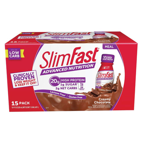 SlimFast Advanced Creamy Chocolate High Protein Ready to Drink Meal Replacement Shakes (11 fl. oz., 15 pk.)