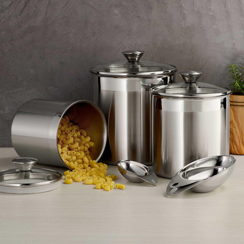 Tramontina 6 Pc Stainless Steel Covered Canister Set with Measuring Scoops