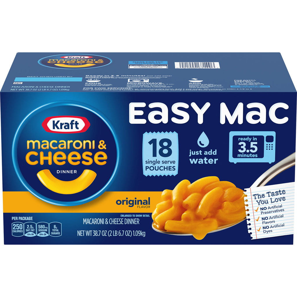 Kraft Easy Mac Original Flavor Single-Serve Pouches (18 ct.) 2 pk.