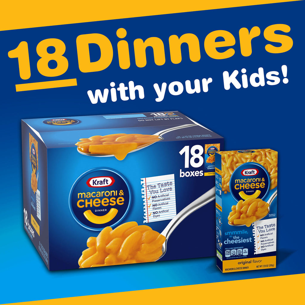 Kraft Original Macaroni & Cheese Dinner 7.25 oz Boxes(Pack of 15)