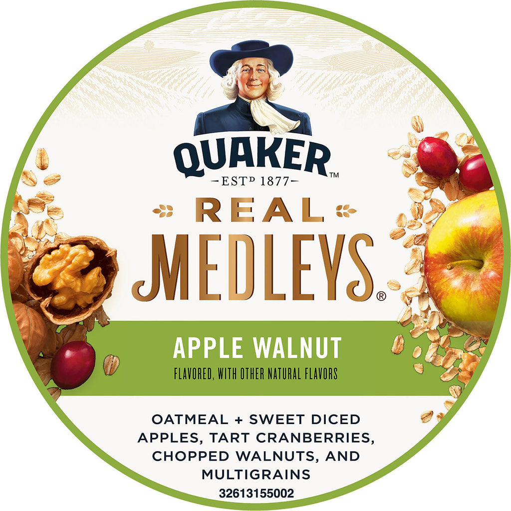 Quaker Real Medleys Instant Oatmeal Cups, Apple Walnut (2.64 oz., 12 ct.)