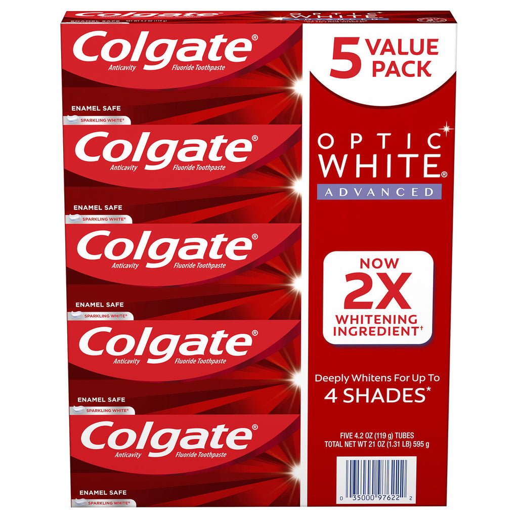 Colgate Optic White Advanced Teeth Whitening Toothpaste. Sparkling White (4.2 oz. 5 pk.)