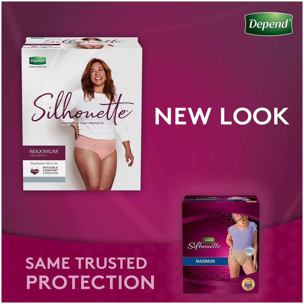 Depend Silhouette Incontinence Underwear For Women Black/Lavender