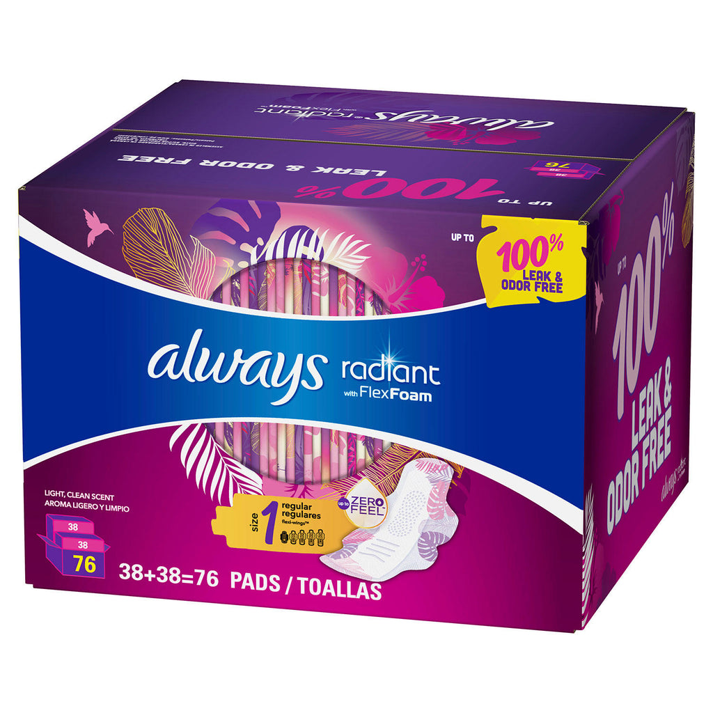 Always Radiant Pads Size 1 Regular Absorbency Scented (76 ct.)