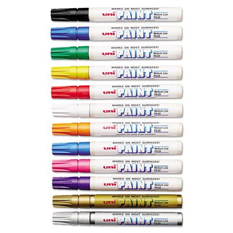 Sanford - uni-Paint Marker, Medium Point, Assorted - 12/Set