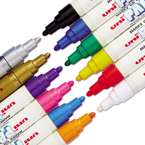 Sanford - uni-Paint Marker, Medium Point, Assorted - 12/Set